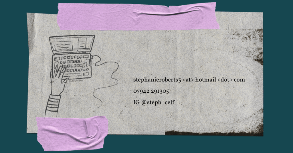 stephanie roberts three at hotmail dot com , or 07942 291 305